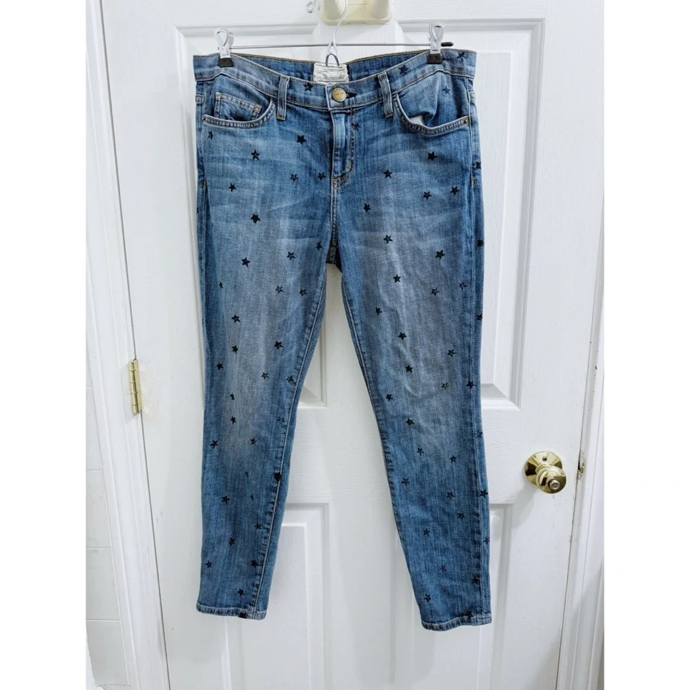Current Elliott Stiletto High Rise Skinny Jeans in Navy Star Print